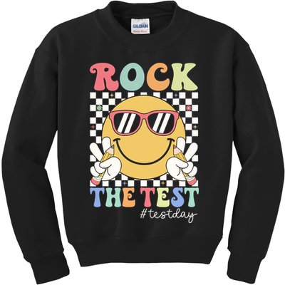 Test Day Rock The Test Motivational Teacher Testing Day  Kids Sweatshirt