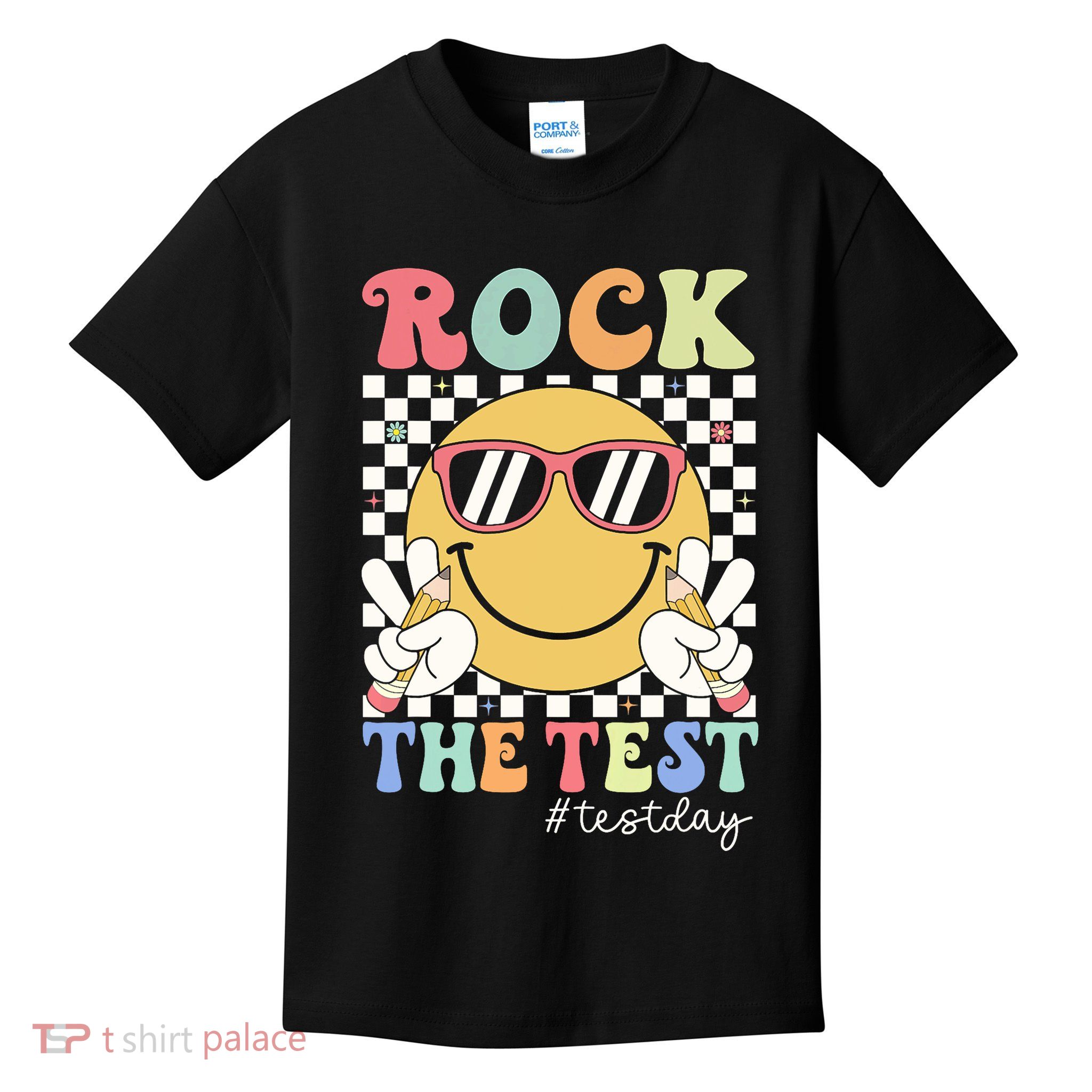 Test Day Rock The Test Motivational Teacher Testing Day  Kids T-Shirt