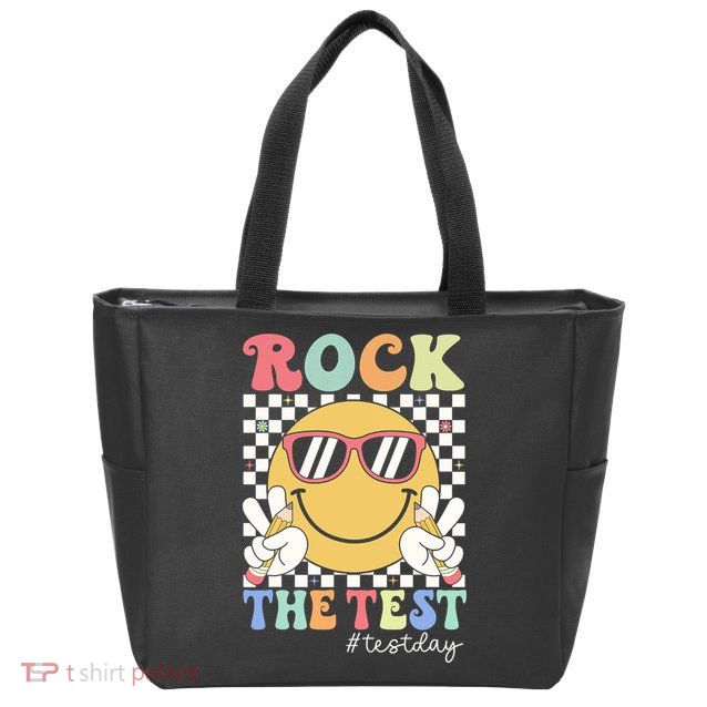 Test Day Rock The Test Motivational Teacher Testing Day  Zip Tote Bag