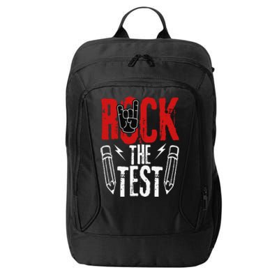 Test Day Rock The Funny Metal Teacher Student Testing Exam City Backpack