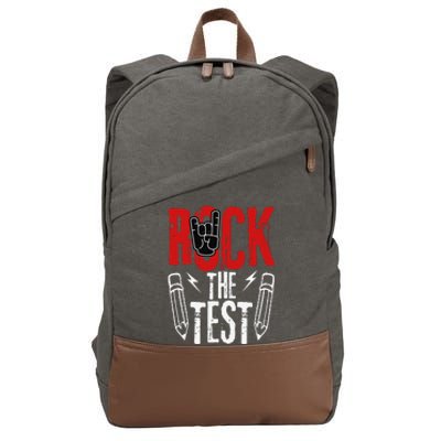 Test Day Rock The Funny Metal Teacher Student Testing Exam Cotton Canvas Backpack