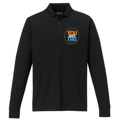 Test Day Rock The Test Teacher Te Day You Got This Performance Long Sleeve Polo