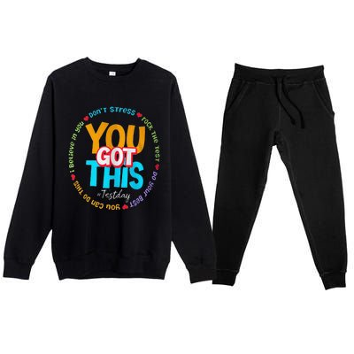 Test Day Rock The Test Teacher Te Day You Got This Premium Crewneck Sweatsuit Set