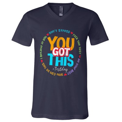 Test Day Rock The Test Teacher Te Day You Got This V-Neck T-Shirt