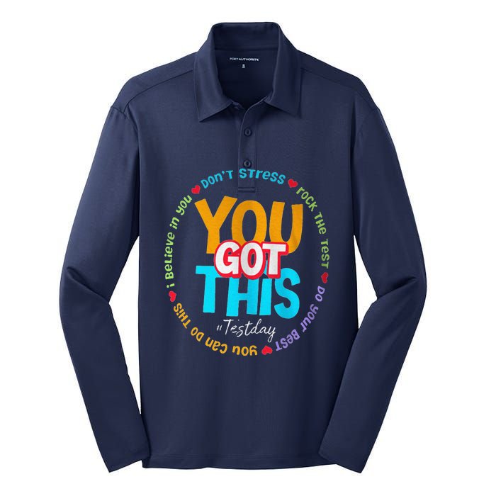 Test Day Rock The Test Teacher Te Day You Got This Silk Touch Performance Long Sleeve Polo