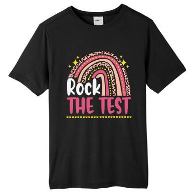 Test Day Rock The Test Teacher Testing Day Rainbow Leopard Tall Fusion ChromaSoft Performance T-Shirt