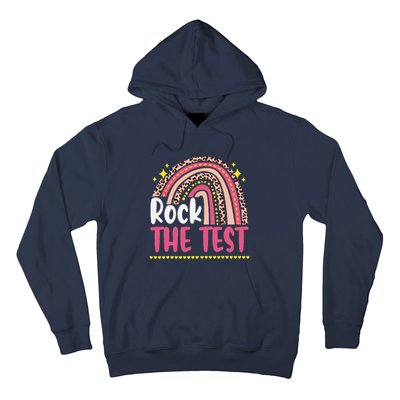 Test Day Rock The Test Teacher Testing Day Rainbow Leopard Hoodie