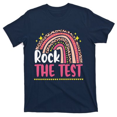 Test Day Rock The Test Teacher Testing Day Rainbow Leopard T-Shirt