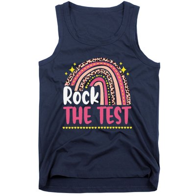 Test Day Rock The Test Teacher Testing Day Rainbow Leopard Tank Top