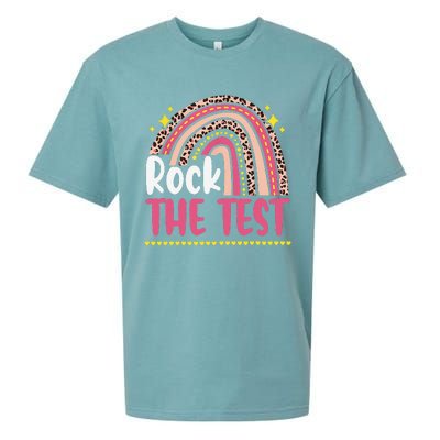 Test Day Rock The Test Teacher Testing Day Rainbow Leopard Sueded Cloud Jersey T-Shirt