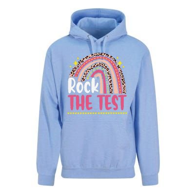 Test Day Rock The Test Teacher Testing Day Rainbow Leopard Unisex Surf Hoodie