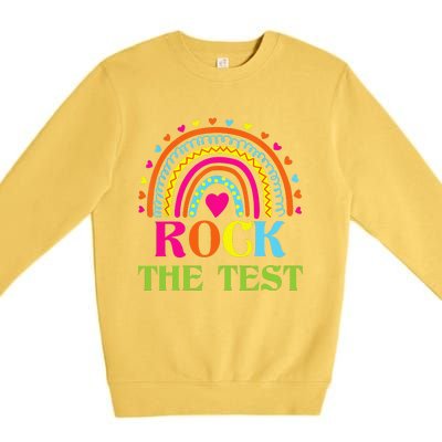 Test Day Rock The Test Teacher Testing Day Rainbow Teacher Premium Crewneck Sweatshirt