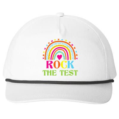 Test Day Rock The Test Teacher Testing Day Rainbow Teacher Snapback Five-Panel Rope Hat