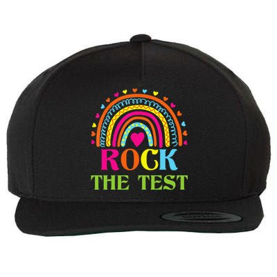 Test Day Rock The Test Teacher Testing Day Rainbow Teacher Wool Snapback Cap