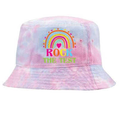 Test Day Rock The Test Teacher Testing Day Rainbow Teacher Tie-Dyed Bucket Hat