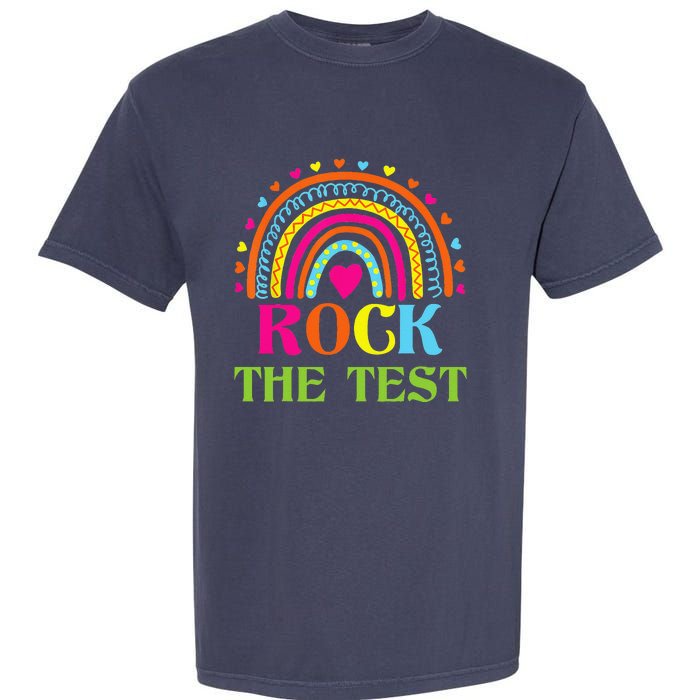 Test Day Rock The Test Teacher Testing Day Rainbow Teacher Garment-Dyed Heavyweight T-Shirt