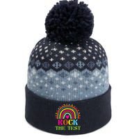 Test Day Rock The Test Teacher Testing Day Rainbow Teacher The Baniff Cuffed Pom Beanie