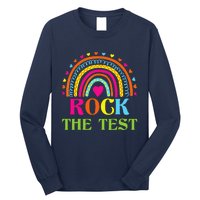 Test Day Rock The Test Teacher Testing Day Rainbow Teacher Long Sleeve Shirt