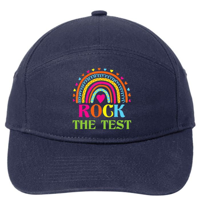 Test Day Rock The Test Teacher Testing Day Rainbow Teacher 7-Panel Snapback Hat