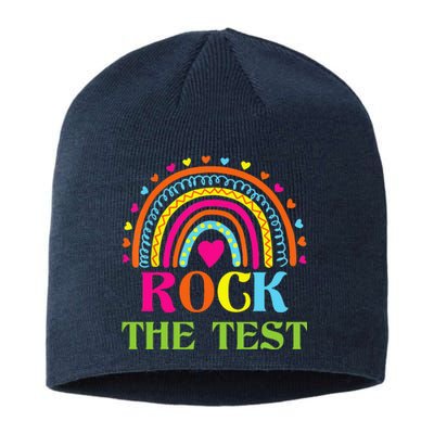 Test Day Rock The Test Teacher Testing Day Rainbow Teacher Sustainable Beanie