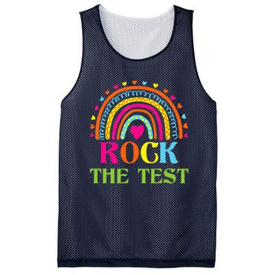 Test Day Rock The Test Teacher Testing Day Rainbow Teacher Mesh Reversible Basketball Jersey Tank