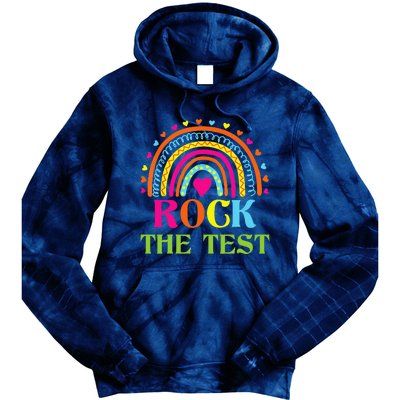 Test Day Rock The Test Teacher Testing Day Rainbow Teacher Tie Dye Hoodie