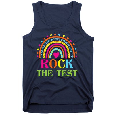 Test Day Rock The Test Teacher Testing Day Rainbow Teacher Tank Top