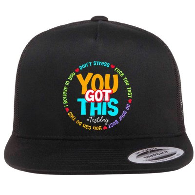 Test Day Rock The Test Teacher Testing Day You Got This Flat Bill Trucker Hat