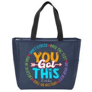 Test Day Rock The Test Teacher Testing Day You Got This Zip Tote Bag