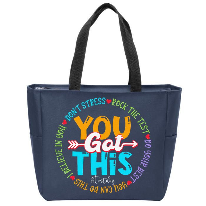 Test Day Rock The Test Teacher Testing Day You Got This Zip Tote Bag