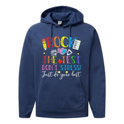 Test Day Rock The Test Teacher Testing Day Performance Fleece Hoodie