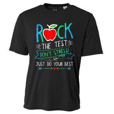 Test Day Rock The Test Teacher Testing Day Rainbow Teacher Cooling Performance Crew T-Shirt