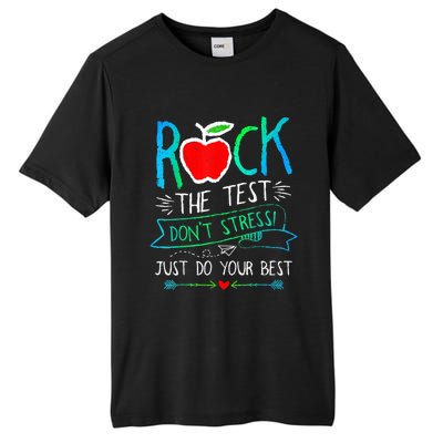 Test Day Rock The Test Teacher Testing Day Rainbow Teacher Tall Fusion ChromaSoft Performance T-Shirt