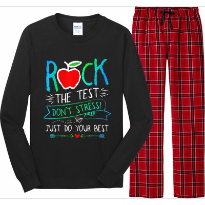 Test Day Rock The Test Teacher Testing Day Rainbow Teacher Long Sleeve Pajama Set