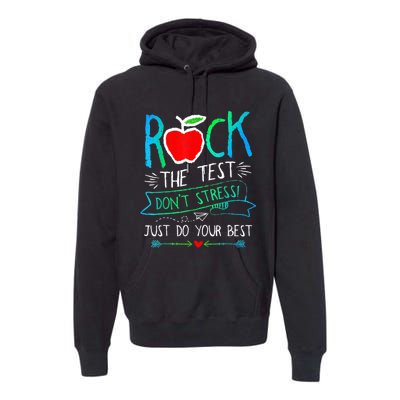 Test Day Rock The Test Teacher Testing Day Rainbow Teacher Premium Hoodie