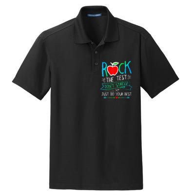 Test Day Rock The Test Teacher Testing Day Rainbow Teacher Dry Zone Grid Polo