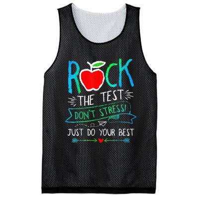 Test Day Rock The Test Teacher Testing Day Rainbow Teacher Mesh Reversible Basketball Jersey Tank