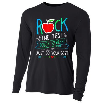 Test Day Rock The Test Teacher Testing Day Rainbow Teacher Cooling Performance Long Sleeve Crew