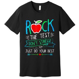 Test Day Rock The Test Teacher Testing Day Rainbow Teacher Premium T-Shirt