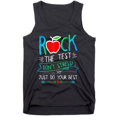 Test Day Rock The Test Teacher Testing Day Rainbow Teacher Tank Top