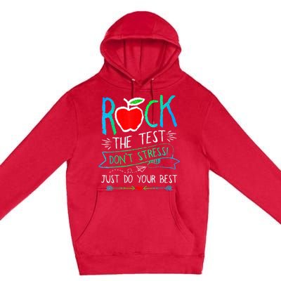 Test Day Rock The Test Teacher Testing Day Rainbow Teacher Premium Pullover Hoodie