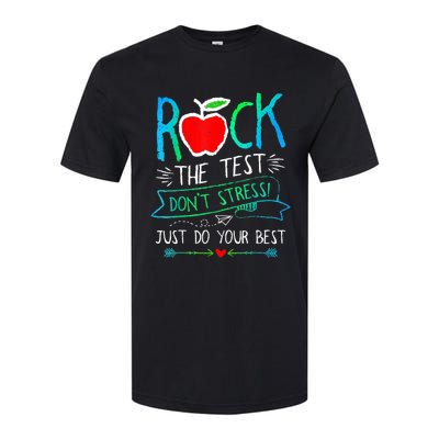 Test Day Rock The Test Teacher Testing Day Rainbow Teacher Softstyle CVC T-Shirt