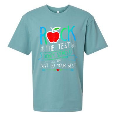 Test Day Rock The Test Teacher Testing Day Rainbow Teacher Sueded Cloud Jersey T-Shirt