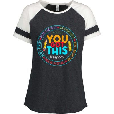 Test Day Rock The Test Teacher Testing Day You Got This Enza Ladies Jersey Colorblock Tee