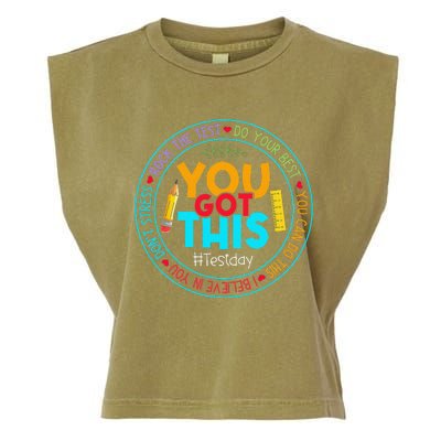 Test Day Rock The Test Teacher Testing Day You Got This Garment-Dyed Women's Muscle Tee