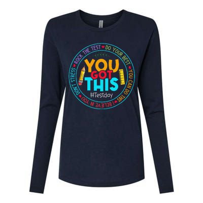 Test Day Rock The Test Teacher Testing Day You Got This Womens Cotton Relaxed Long Sleeve T-Shirt