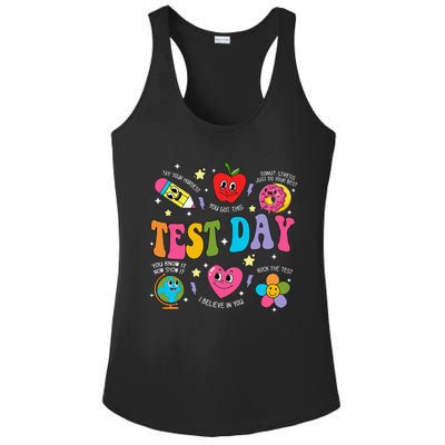 Test Day Rock The Test Testing Day Motivational Teacher Ladies PosiCharge Competitor Racerback Tank