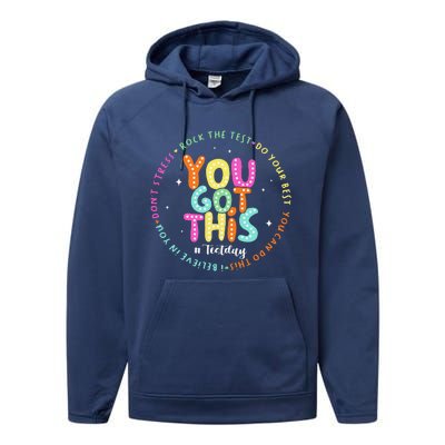 Test Day Rock The Test Teacher Testing Day You Got This Performance Fleece Hoodie