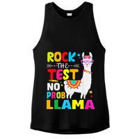 Testing Day Rock The Test Teaching No Prob Llama Teacher Ladies PosiCharge Tri-Blend Wicking Tank