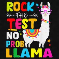 Testing Day Rock The Test Teaching No Prob Llama Teacher Ladies PosiCharge Tri-Blend Wicking Tank